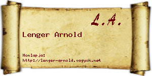 Lenger Arnold névjegykártya